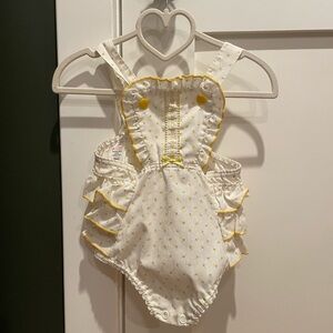 Vintage White and Yellow Baby Romper